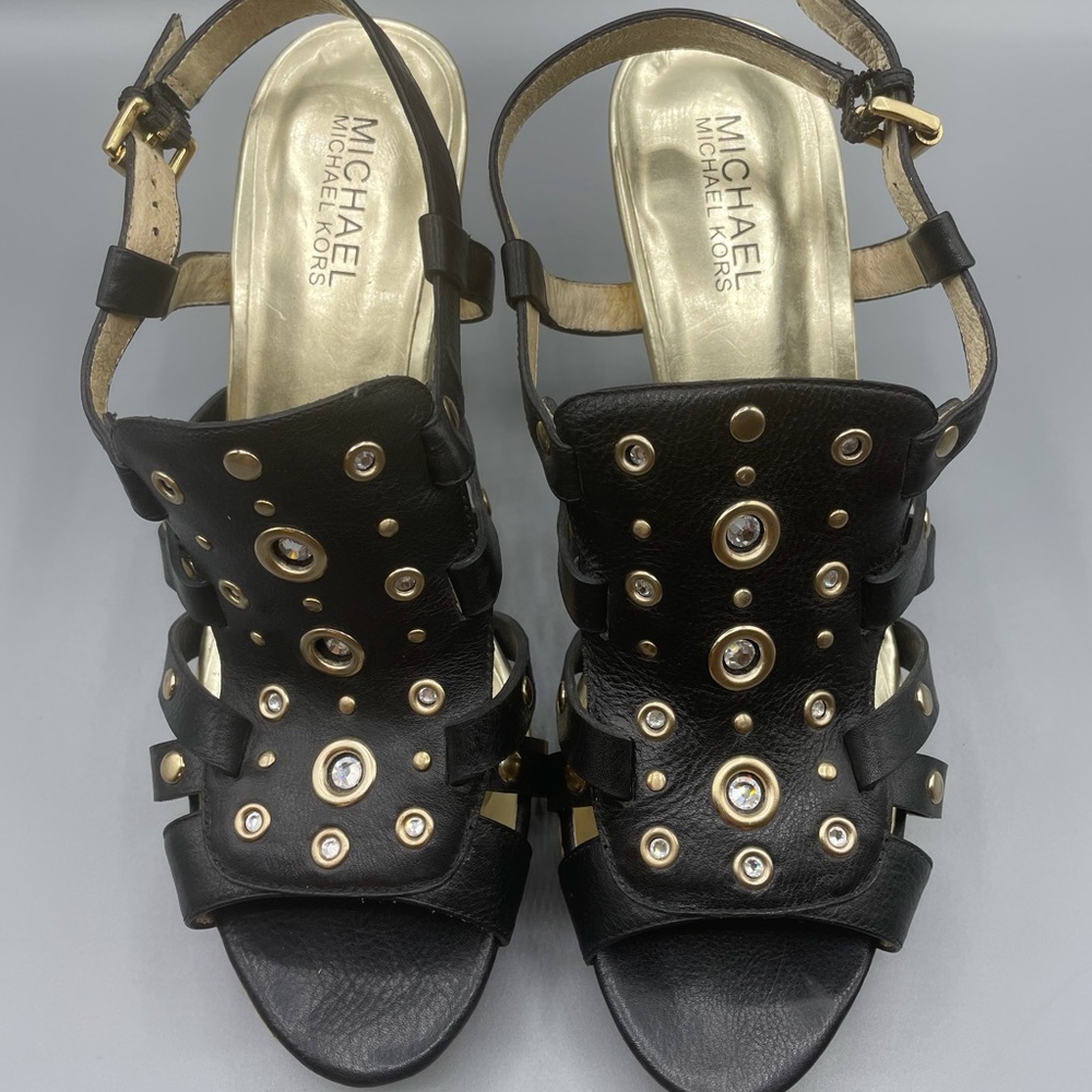 Michael Kors Strappy Heels with Crystals - Size 8